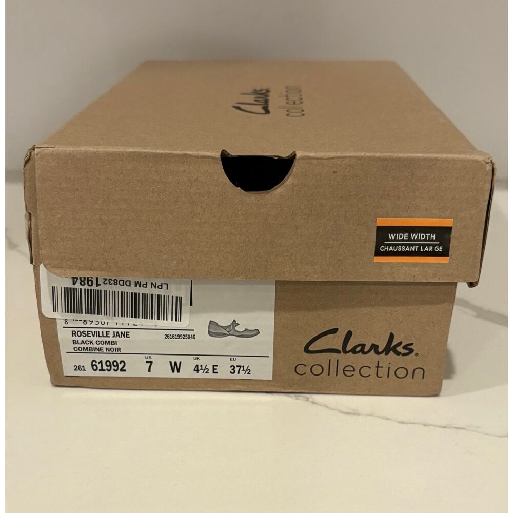Clark’s Roseville Jane‎ Black Combi Women’s Mary Janes Flat Sole Women’s 7 NWB - Picture 6 of 7